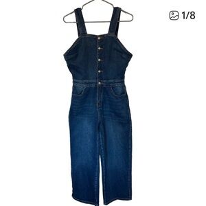 SOHO NEW YORK & CO Dark Blue Denim Overalls SZ LARGE